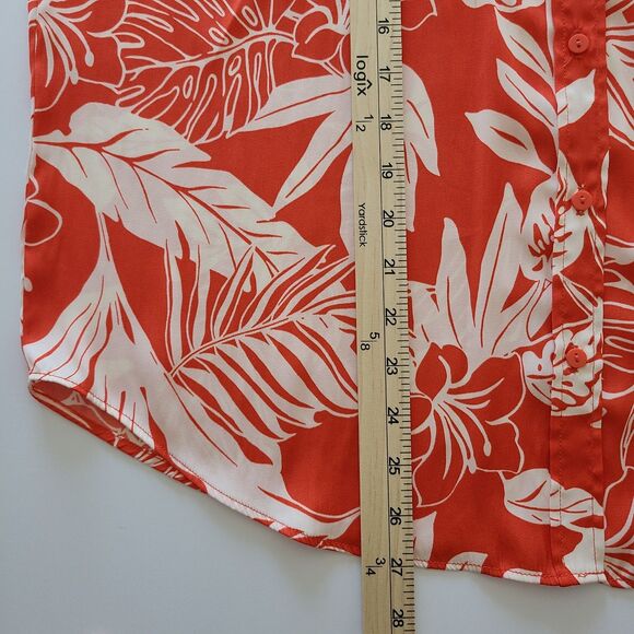 Joie Women's Orang & White Floral Print Button-Up Blouse Top Size L - Picture 10 of 10